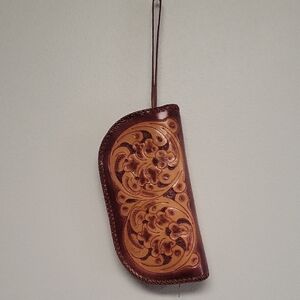 Vintage Hand Tooled Leather Clutch